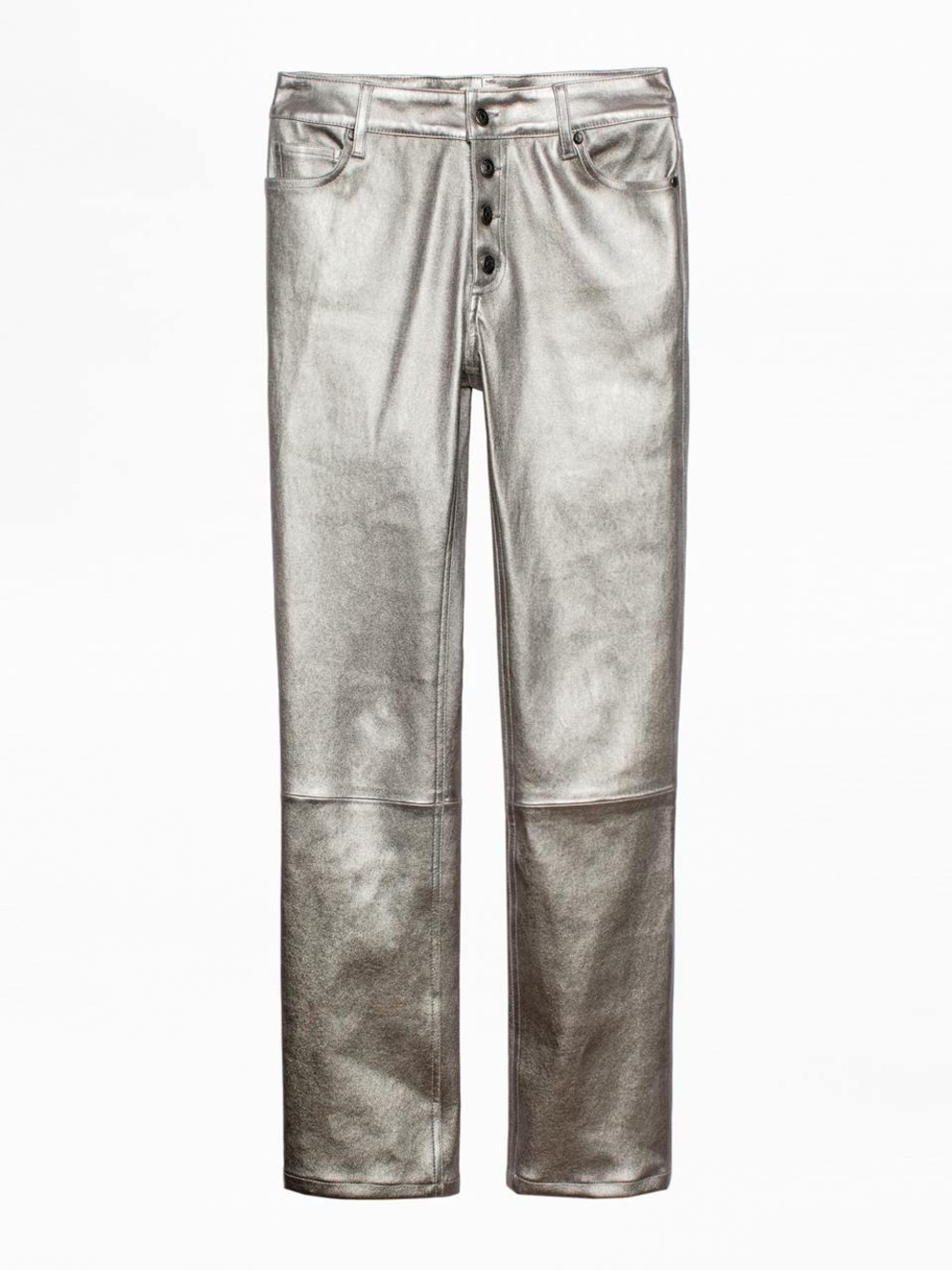Zadig & Voltaire London Metallic Cuir Leather Pants Silver Skinny Jeans